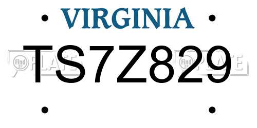TS7Z829 Virginia License Plate