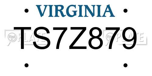 TS7Z879 Virginia License Plate
