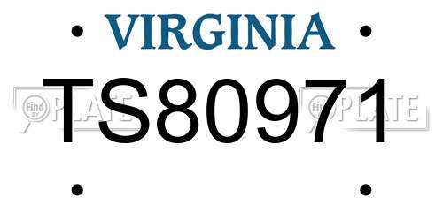 TS80971 Virginia License Plate