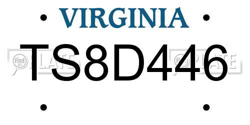 TS8D446 Virginia License Plate