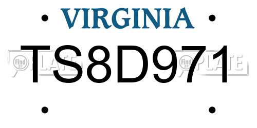 TS8D971 Virginia License Plate