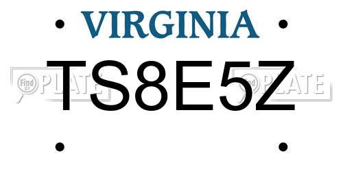TS8E5Z Virginia License Plate