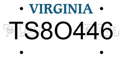 TS8O446 Virginia License Plate