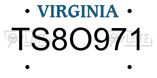 TS8O971 Virginia License Plate
