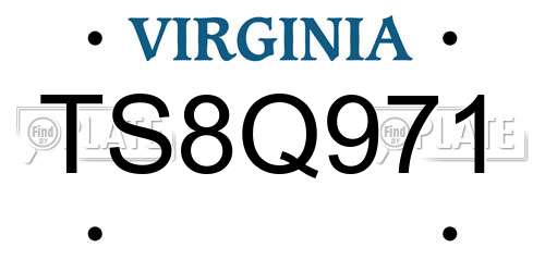 TS8Q971 Virginia License Plate