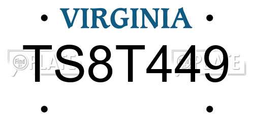 TS8T449 Virginia License Plate