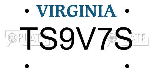 TS9V7S Virginia License Plate