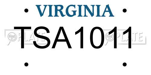 TSA1011 Virginia License Plate