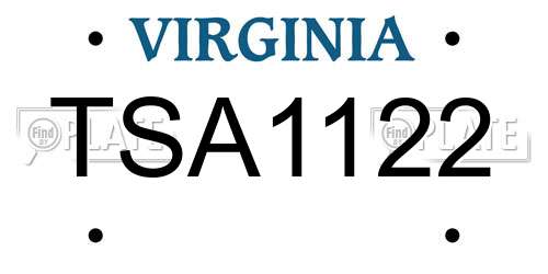 TSA1122 Virginia License Plate