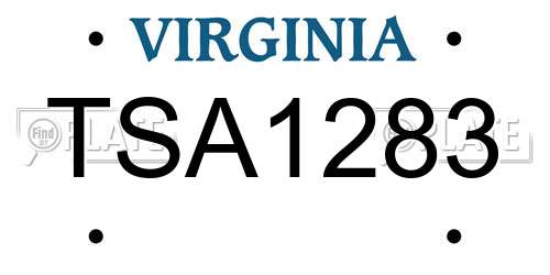 TSA1283 Virginia License Plate