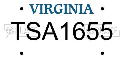 TSA1655 Virginia License Plate