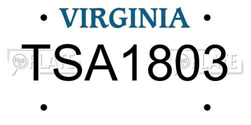 TSA1803 Virginia License Plate