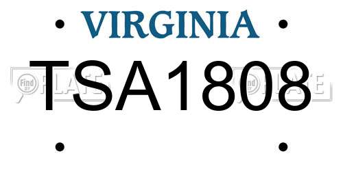 TSA1808 Virginia License Plate