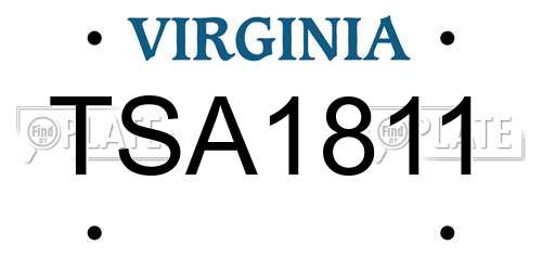 TSA1811 Virginia License Plate