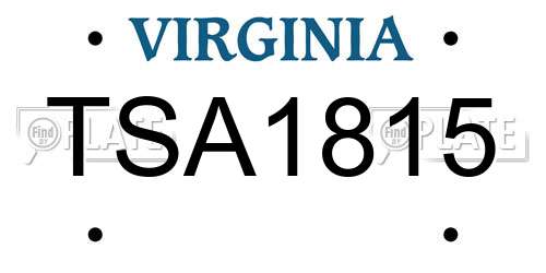 TSA1815 Virginia License Plate