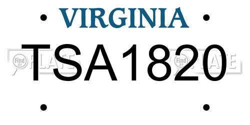 TSA1820 Virginia License Plate