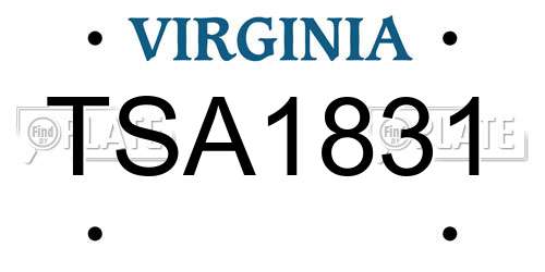 TSA1831 Virginia License Plate
