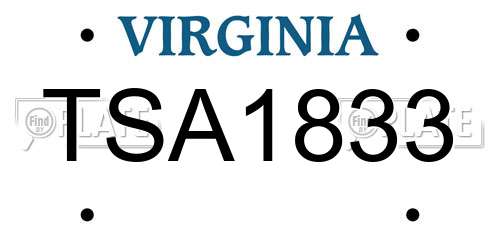 TSA1833 Virginia License Plate