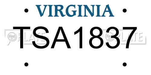 TSA1837 Virginia License Plate