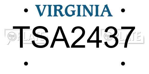 TSA2437 Virginia License Plate
