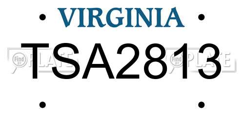 TSA2813 Virginia License Plate