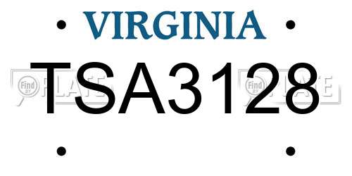 TSA3128 Virginia License Plate