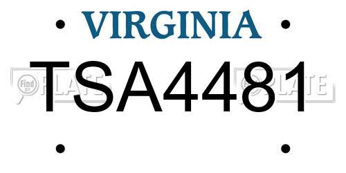 TSA4481 Virginia License Plate