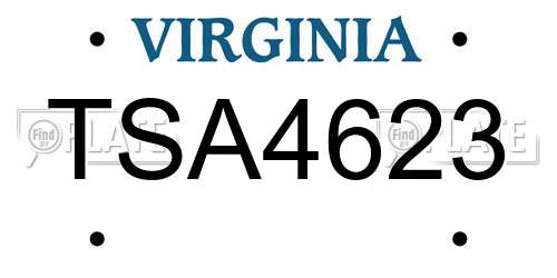 TSA4623 Virginia License Plate