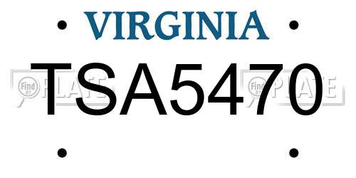 TSA5470 Virginia License Plate