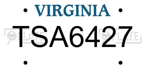 TSA6427 Virginia License Plate