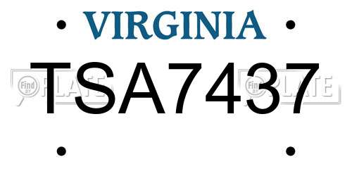 TSA7437 Virginia License Plate