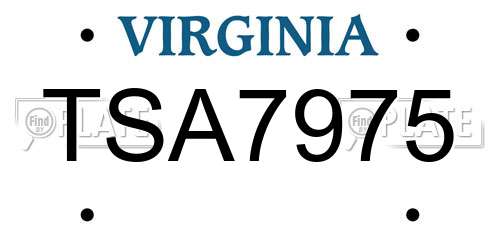 TSA7975 Virginia License Plate