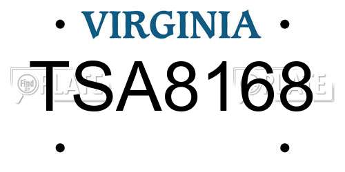 TSA8168 Virginia License Plate