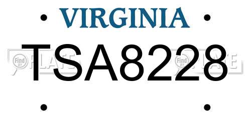 TSA8228 Virginia License Plate