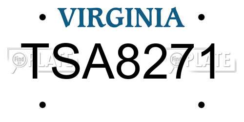 TSA8271 Virginia License Plate