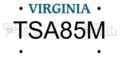 TSA85M Virginia License Plate