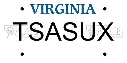 TSASUX Virginia License Plate