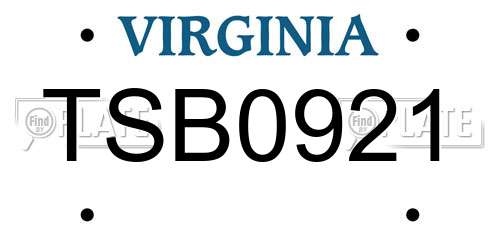 TSB0921 Virginia License Plate