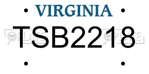 TSB2218 Virginia License Plate