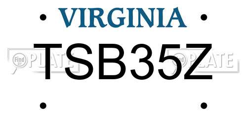 TSB35Z Virginia License Plate