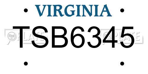 TSB6345 Virginia License Plate