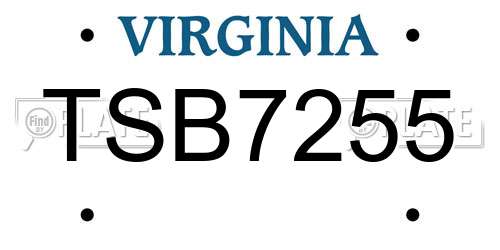TSB7255 Virginia License Plate