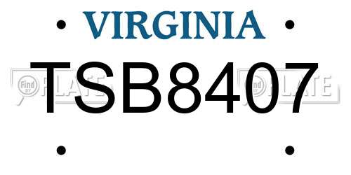 TSB8407 Virginia License Plate