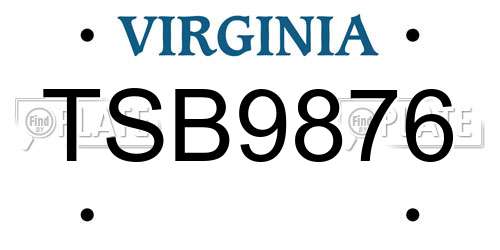 TSB9876 Virginia License Plate