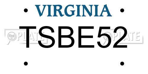 TSBE52 Virginia License Plate