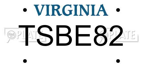 TSBE82 Virginia License Plate