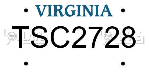 TSC2728 Virginia License Plate
