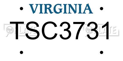 TSC3731 Virginia License Plate