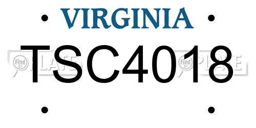 TSC4018 Virginia License Plate