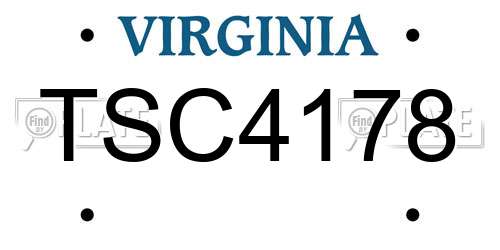 TSC4178 Virginia License Plate